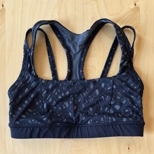 Black Patterned Sports Bra